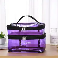Women's double layer large capacity portable toiletry bag Waterproof cosmetics bag travel storage bag 1