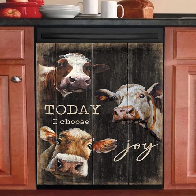  Cow Skin Brown Dishwasher Magnet Cover Front Door Fur Animal  Decorative Refrigerator Covers Magnetic Sheet Sticker Wash Machine Fridge  Panel Decal for Kitchen Appliance 23x26 in