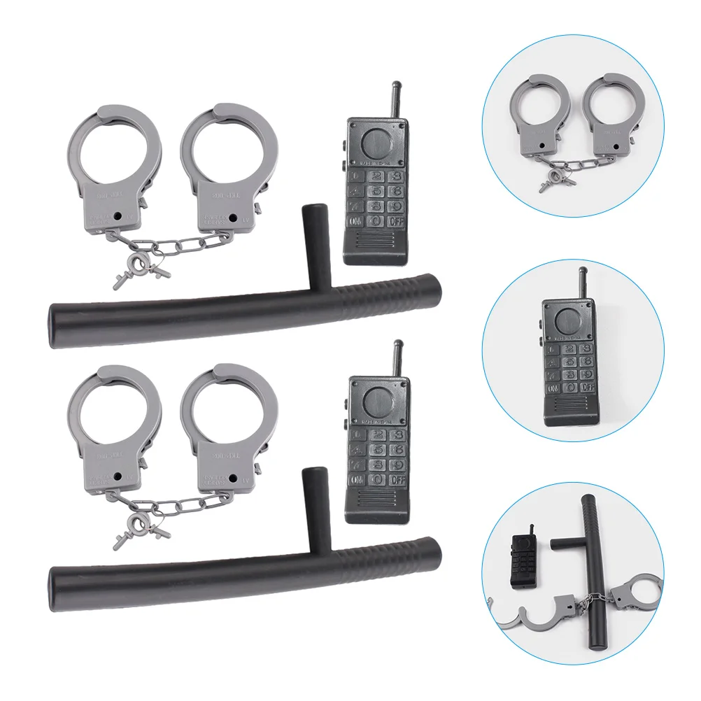 

2 Sets Outfit Halloween Props Performing Policeman Cosplay Kit Kids Spontoon Child