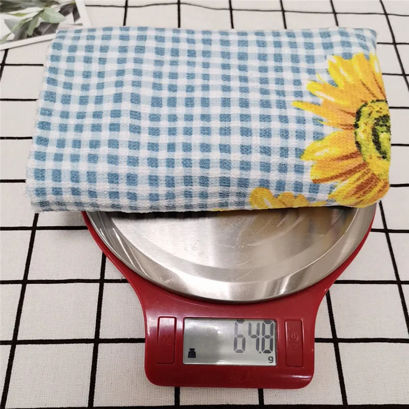 Tea Towel 1Pc 38x63cm Colorful Flower Printed Cotton Kitchen Dishcloth Water Absorption Household Cleaning Cloth