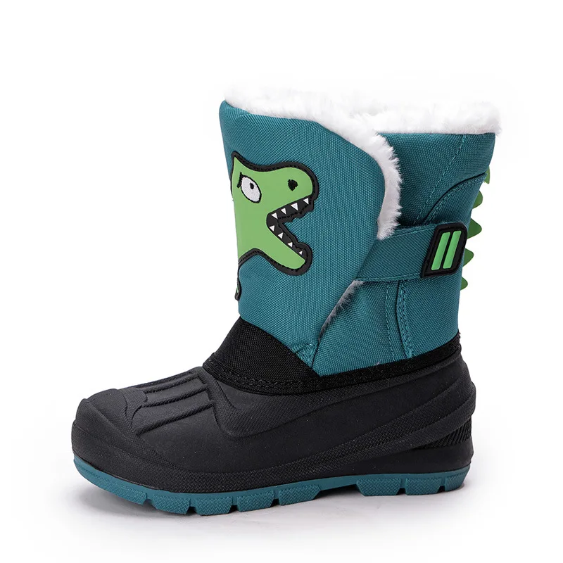 Children's Warm Winter High Snow Boots with Cute Cartoon Dinosaur 1
