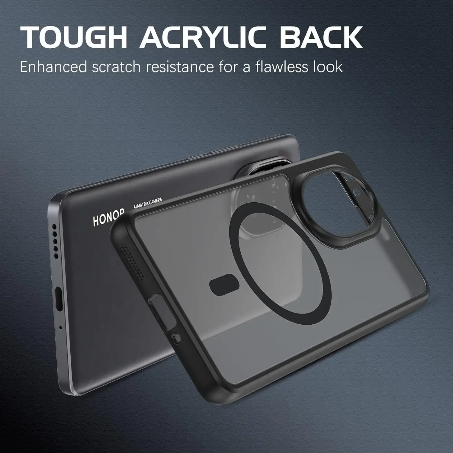 حافظة شفافة لهاتف Magsafe المغناطيسي اللاسلكي للشحن الخلفي غير اللامع من البلاستيك الصلب غطاء ممتص للصدمات ناعم لهاتف Honor 200 200Pro