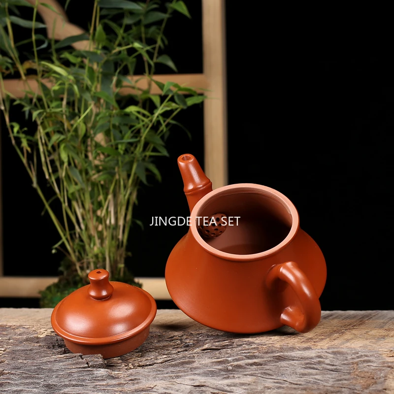 Purple Clay Teapot, Chaozhou Brewing Teapot, PUER Kung Fu Tea Set, Bamboo Knot Teapot, Semi Handmade Vermilion Clay Teapot 150ml