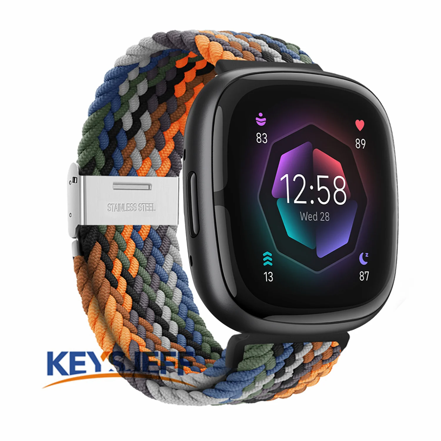 Stainless Steel Fitbit Sense Woven Bands Braided Bands Compatible