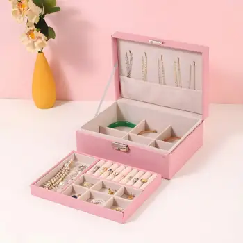 Modular Jewelry Box - Vegan Leather Vanity Organizer ✔FSC-Certified & Layered Trays (Detachable Ring/Necklace Display) 1