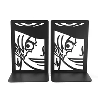 2pcs Anime One Piece Ace Book Ends, Non-Slip Metal Book Ends Office Bookends for Fans Collection Organise Desktop Bookends 1