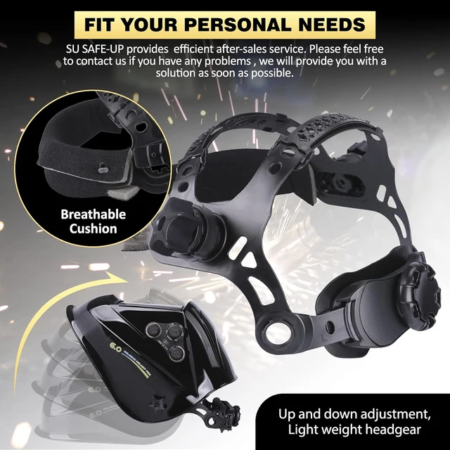 قناع لحام 1/1/1/1 خوذة لحام سواد تلقائي 100x97 مللي متر رؤية كبيرة لون حقيقي 4 أجهزة استشعار لآلة لحام MIG MAG MMA