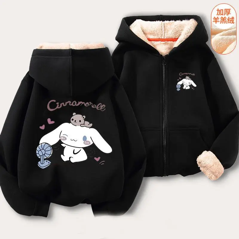 

Sanrio Kawaii My Melody Cardigan Jacket Cinnamoroll Kuromi Cartoon Cute Anime Student Thickening Coat Lovely Toys for Girls