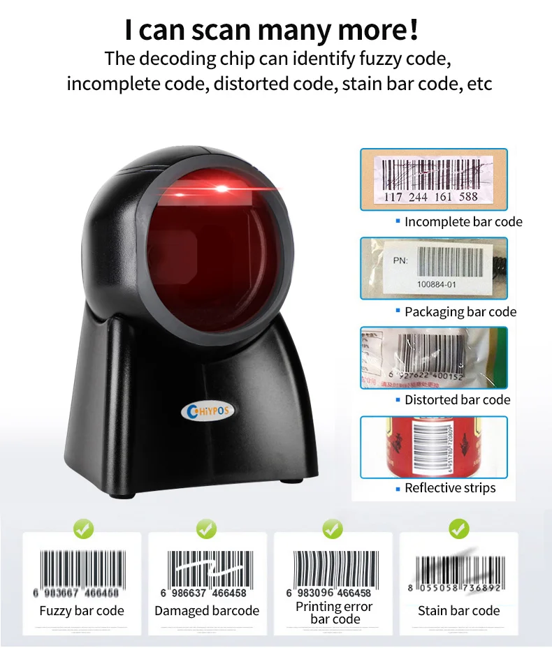 código de barras omni-direcional scanner de código