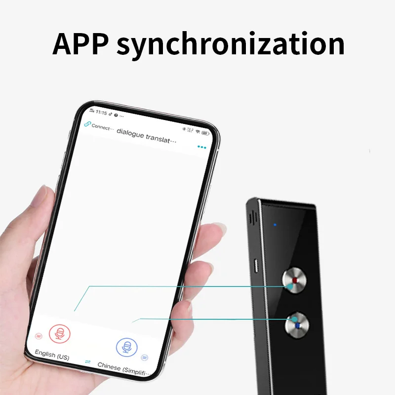 T8+ Voice Translator Bluetooth 96 Languages Long Standby Time Available Traveling Abroad APP Photo Translation