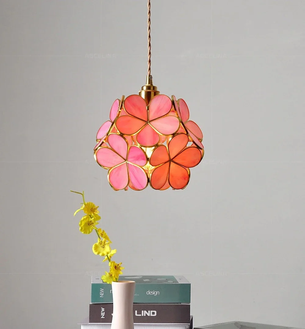 Description Picture 4 of itemModern Iron Art LED Pendant Lamp Nordic Pendant Light Handmade Flower Stained for Bedroom Living Dining Room Hotel Lamp