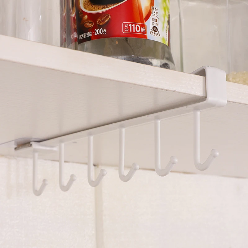 Kitchen Storage Rack Kitchen Organizer Kitchen Organizer Rack Cabinet Organizer Shelves Bathroom Shelf Wall Mounted Hook Rack Towel Hook Rack Clothing Organizer 6 Hooks Storage Shelf Plastic Under Shelves Hanging Rack Utensils Holder Wardrobe Kitchen Bathroom Organizer Home Accessories