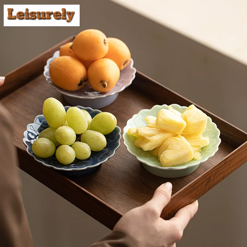 Ancient Charm And Auspicious Clouds Fruit Dishes Aesthetic Pastry Plate Household Serving Tray Teaset Accessories Ornaments Gift