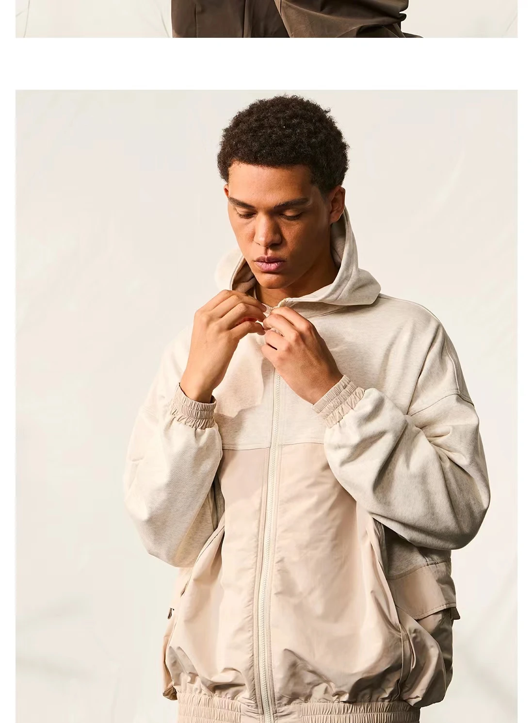Halcyon 23aw Mountain outdoor cotton hoodie splice material colour cargo pockets d ring gorpcore