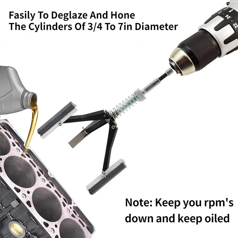19-177mm Car Engine Cylinder Honing Tool Three-jaw Adjustable Cylinder Inner Diameter Grinder Hone for Grinding Holes Friction