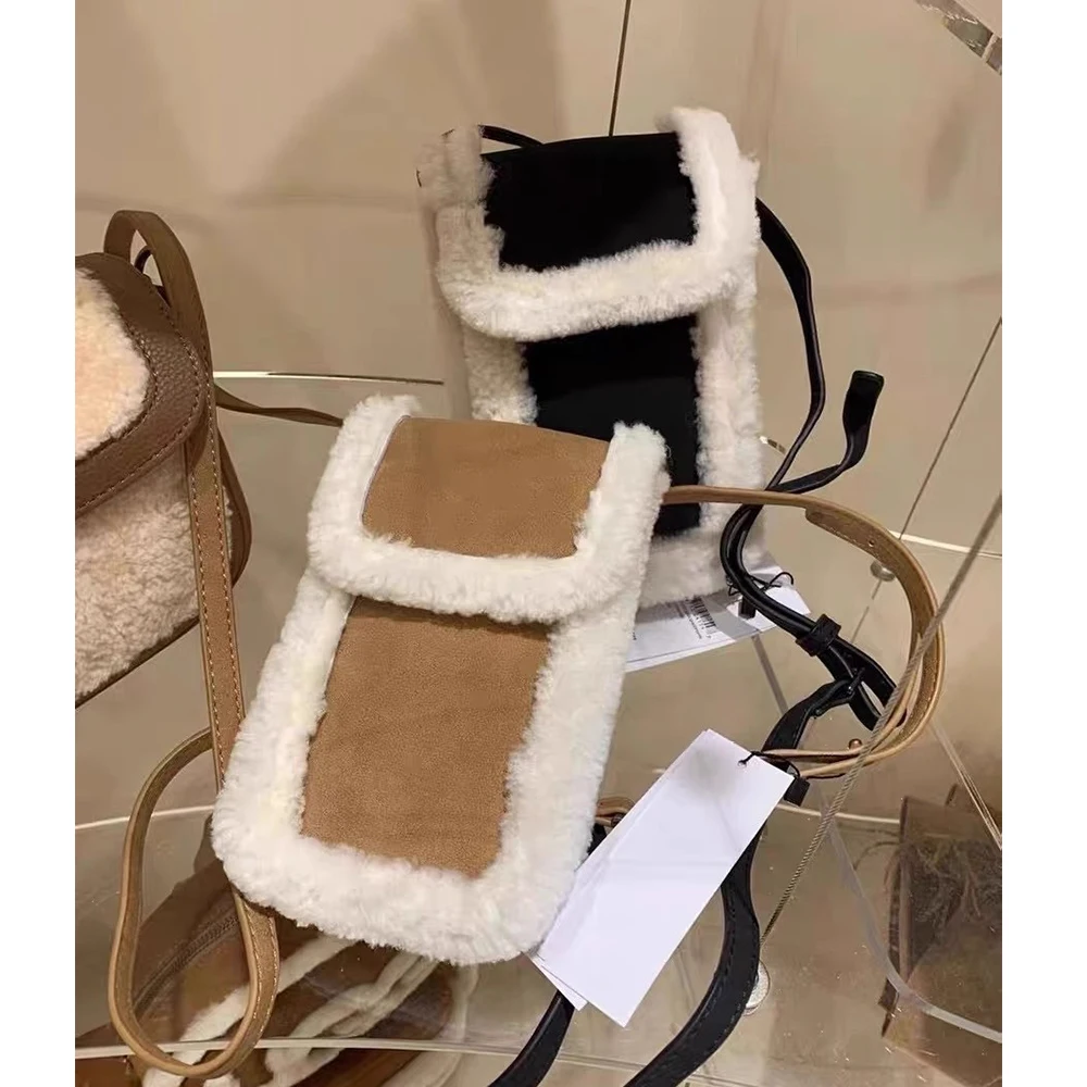 

Fashion Soft Plush Crossbody Bags for Women Faux Suede Shoulder Bag Lambswool Small Phone Flap Purses and Handbags Female Clutch