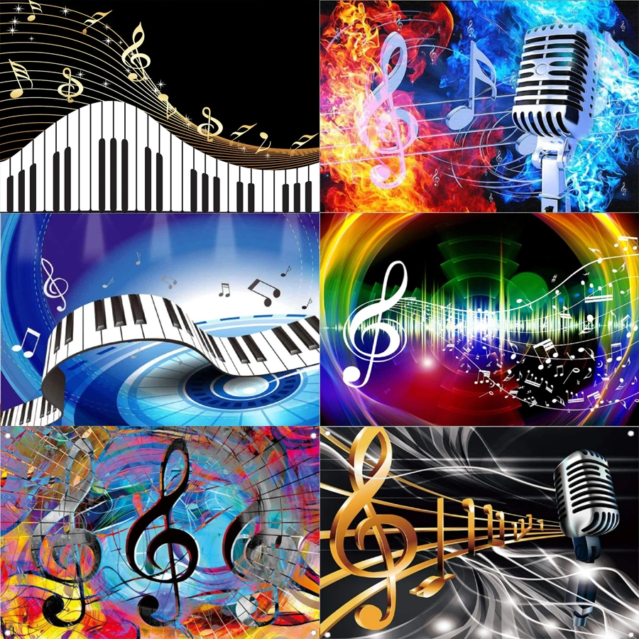 Photography Backdrop Dream Musical Note Background Black And Gold  Microphone Music Party Abstract Art Studio Wall Decoration|Background| -  AliExpress