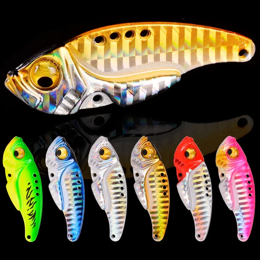 6pcs Metal VIB 3g 7g10g 15g Fishing Lure Mini Vibration Spoon Spinner Crankbait Bass Artificial Hard Bait Cicada Fishing Tackle 2