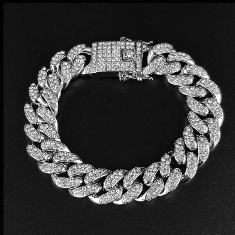 

Блестящие браслеты-цепочки унисекс в стиле хип-хоп из кубинской цепи золотого цвета, бриллиантовые браслеты-цепочки, ювелирные изделия в подарок
