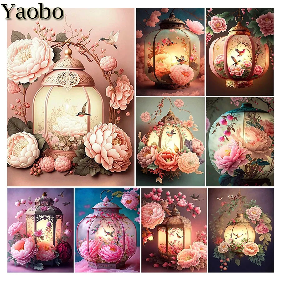 

2023 New Hot Diamond Painting Flower Bird Lantern Kit Cross Stitch Custom Photo Diamond Embroidery Square Round Drill Home Decor