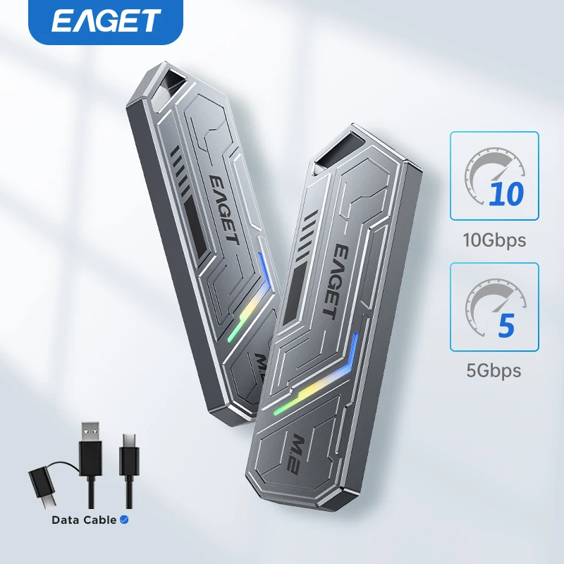EAGET M.2 PCIE SSD Case NVME Dual Protocol M.2 to USB Type C 3.1 SSD Adapter for NVME PCIE NGFF SATA Disk Box Case