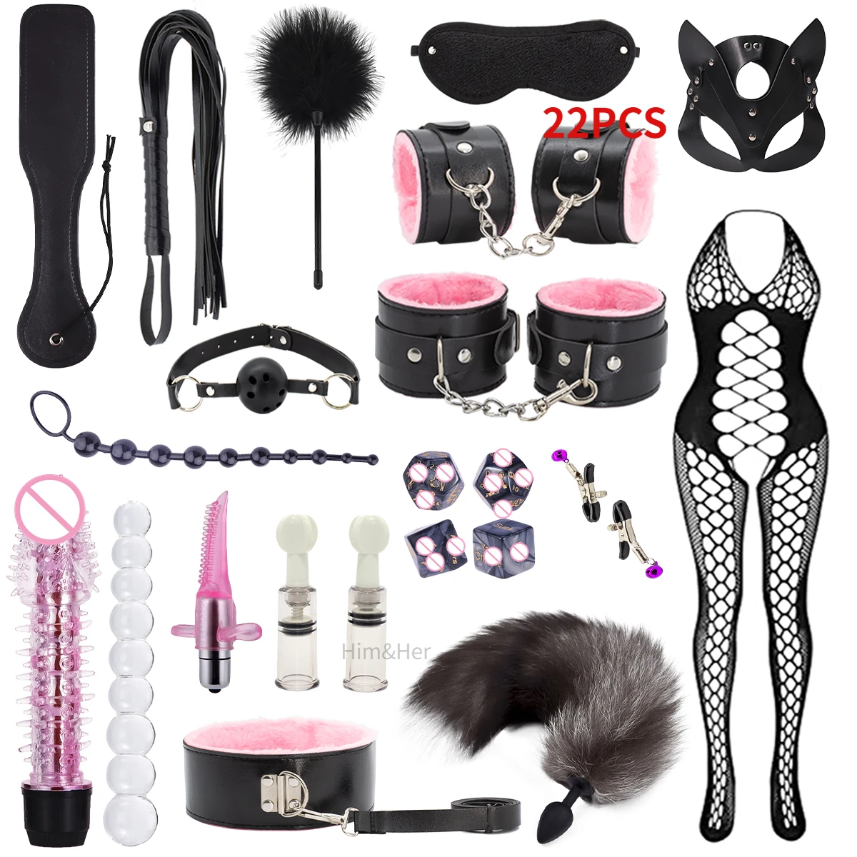 Sexy Leather 8 Kits Plush Sex Bondage Set Handcuffs Sex Games Whip Gag Nipple Clamps Sex Toys For Couples Exotic Accessories +18