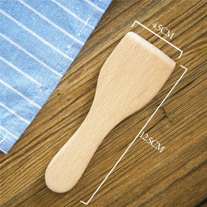 1/4PCS Small Beech Butter Spatulas Non-stick Wooden Turner Cooking Shovel Kitchen Gadgets Utensils Home Camping Restaurant stainless steel food tongs pancake spatula