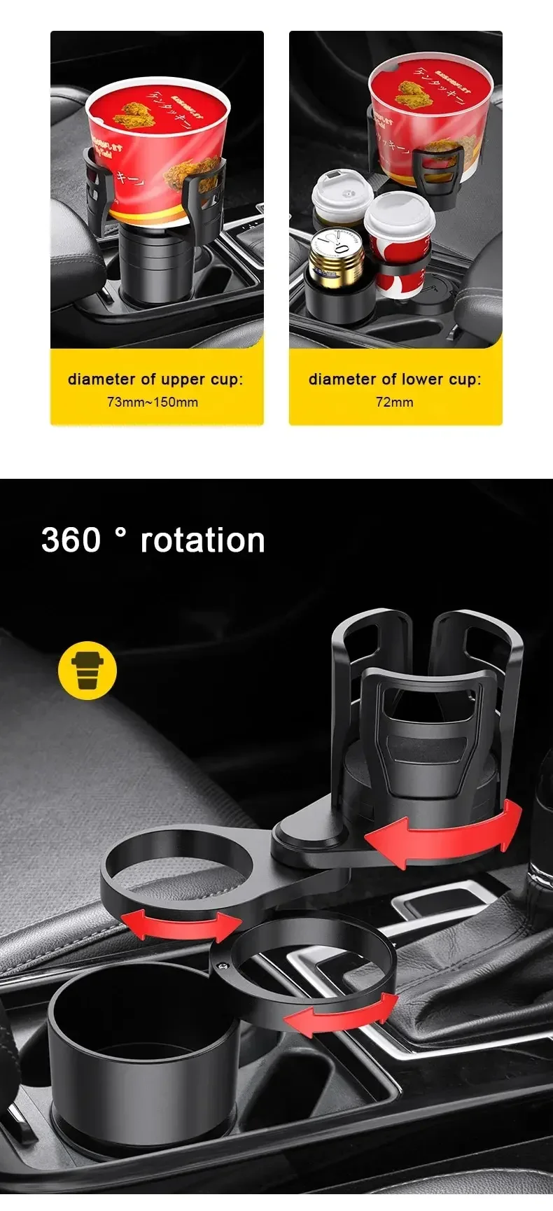 Plastic car drink holder in use