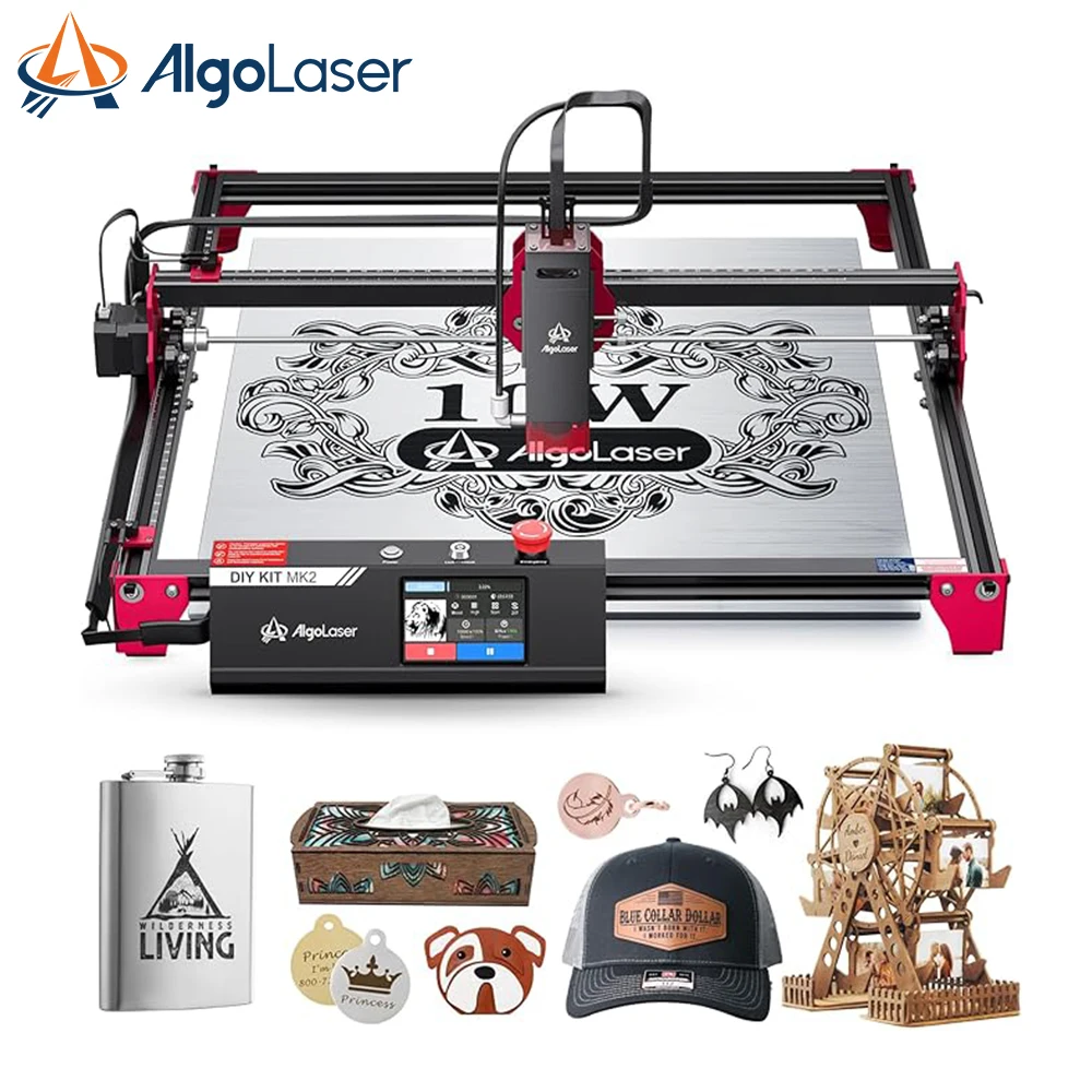 AlgoLaser DIY KIT MK2 10W Laser Engraving Cutting Machine Touch Screen for Wood Metal 10W Output Power Offline Work 400X435MM
