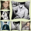 Levi Ackerman Attack On Titan Pillow Covers Cartoon Sofa Decorative Home Double-sided Printing Short Plush Cute Cushion Cover 1