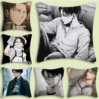Levi Ackerman Attack On Titan Pillow Covers Cartoon Sofa Decorative Home Double-sided Printing Short Plush Cute Cushion Cover 1