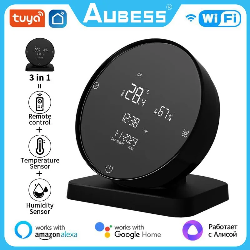 

Инфракрасный пульт дистанционного управления AUBESS Tuya WiFi 2-в-1 с функцией измерения температуры и влажности, поддержка Alexa Google Home Яндекс. Алиса