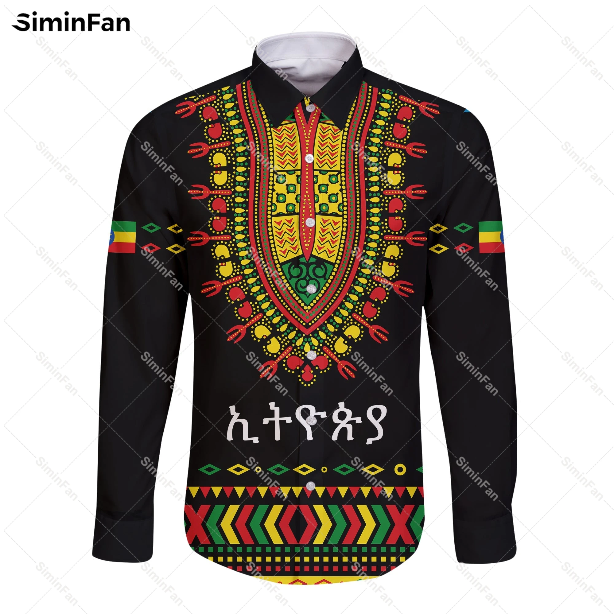 

Ethiopia Lion Retro 3D All Over Printed Men Hawaii Long Sleeve Shirts Male Female Blouses Unisex Spring Cloth Cuban Collar Top-1