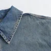 Women's Autumn and Winter New Fashion Loose A-Line Skirt Commuting Casual Lapel Denim Dress 3