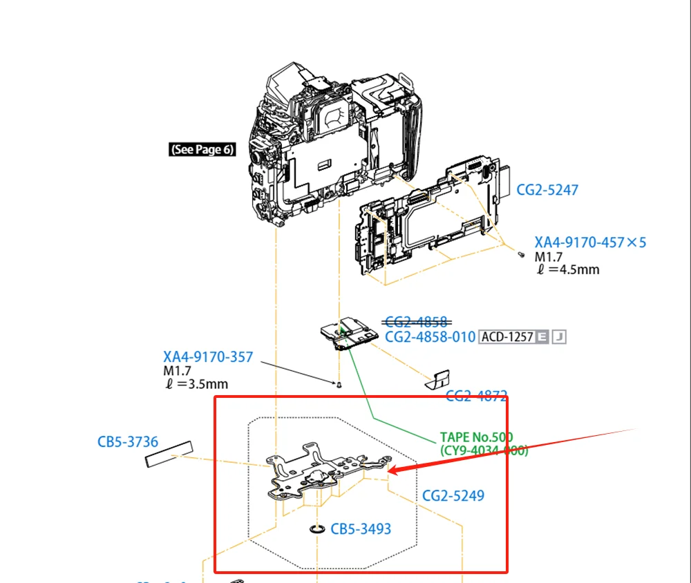 New repair parts for Canon 5DIV 5D4 5D Mark IV for EOS Bottom bracket Screw hole Plate board Assembly Replacement CG2-5249-000
