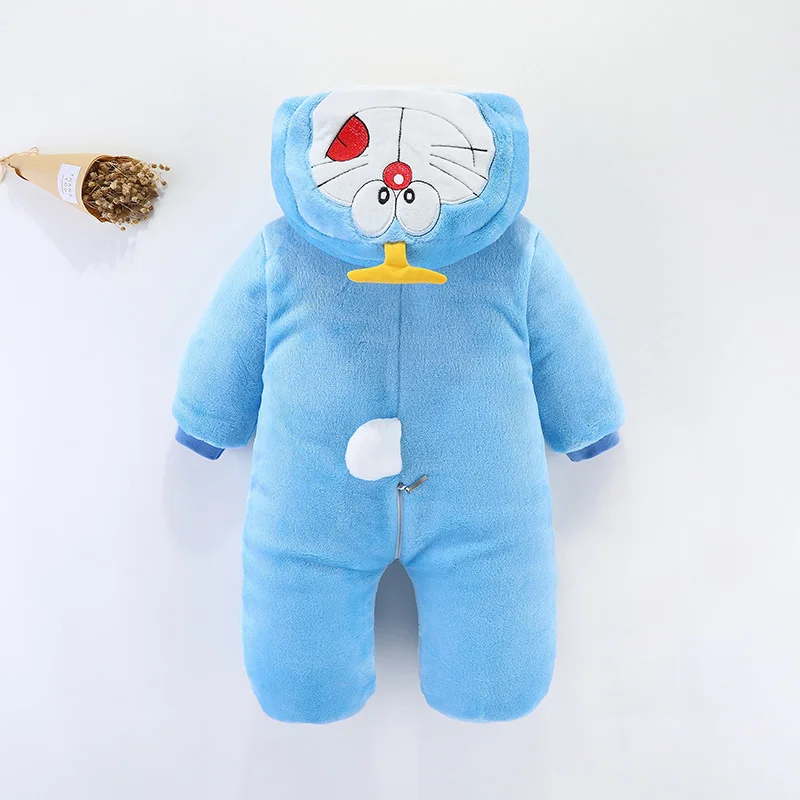 Doraemoninspired Baby Rompers Adorable Winter Kigurumis for Little
