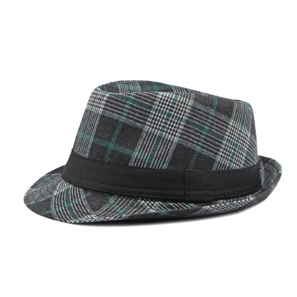 

Spring And Summer Men Fedora Cap Panama Hats Cotton-Polyester 56-58cm Plaid Stripes Warped Brim Jazz Style Male LM0103