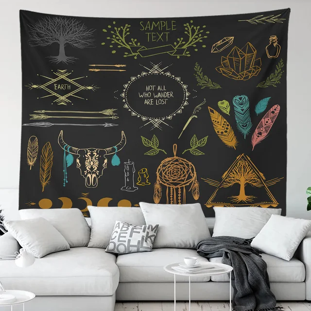 Tapisserie de Style bohème, tissu de fond suspendu pour chambre à coucher, chevet, tissu mural décoratif, tapisserie de dortoir en location 1
