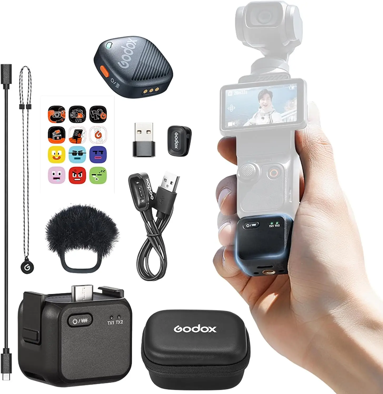 Godox ワイヤレスマイク 3個セット 専用充電ケース付き Amazon | Godox Cube-OP3 ワイヤレスマイクシステム DJI OSMO