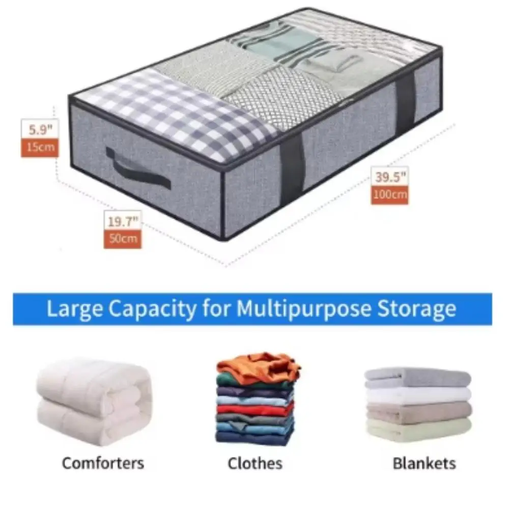 2PCS Household Bed Bottom Storage Box Collapsible Non-Woven Clothing Quilt Toy Blanket Storage Box Storage Bag 3