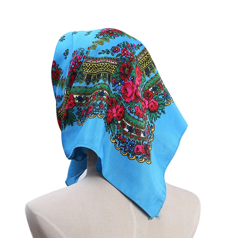 Sciarpa Quadrata In Raso Effetto Seta 60x60 Cm, Turchese Etnico Mandala, Multiuso Come Foulard, Bandana, Fascia Per Capelli, Regalo Donna - 2