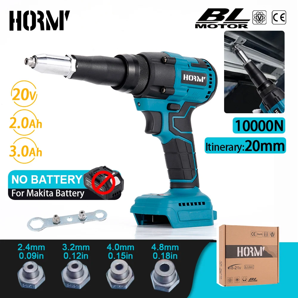 Rivet gun rivet nut tool rivet gun set Hormy electric rivet gun brushless wireless rivet nut gun cordless rechargeable auto riveting drill tool for Makita 18V battery