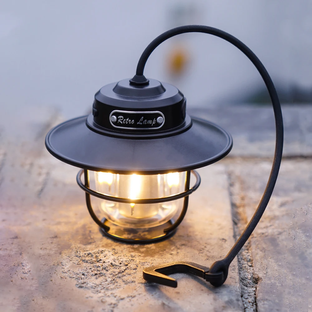 1pc Vintage Camping Lanterns Dimmable Retro Outdoor Lamp Portable