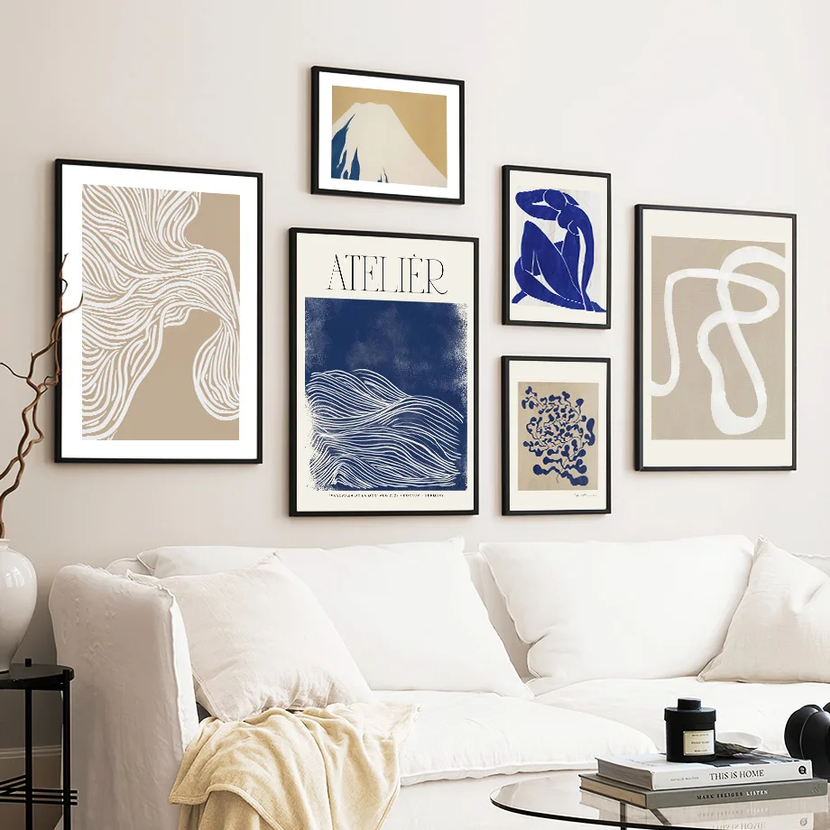 Abstract Blue Vintage Posters And Prints Matisse Line Girl Wall Art Canvas Painting Hotel Bar Pictures Living Room Home Decor 2
