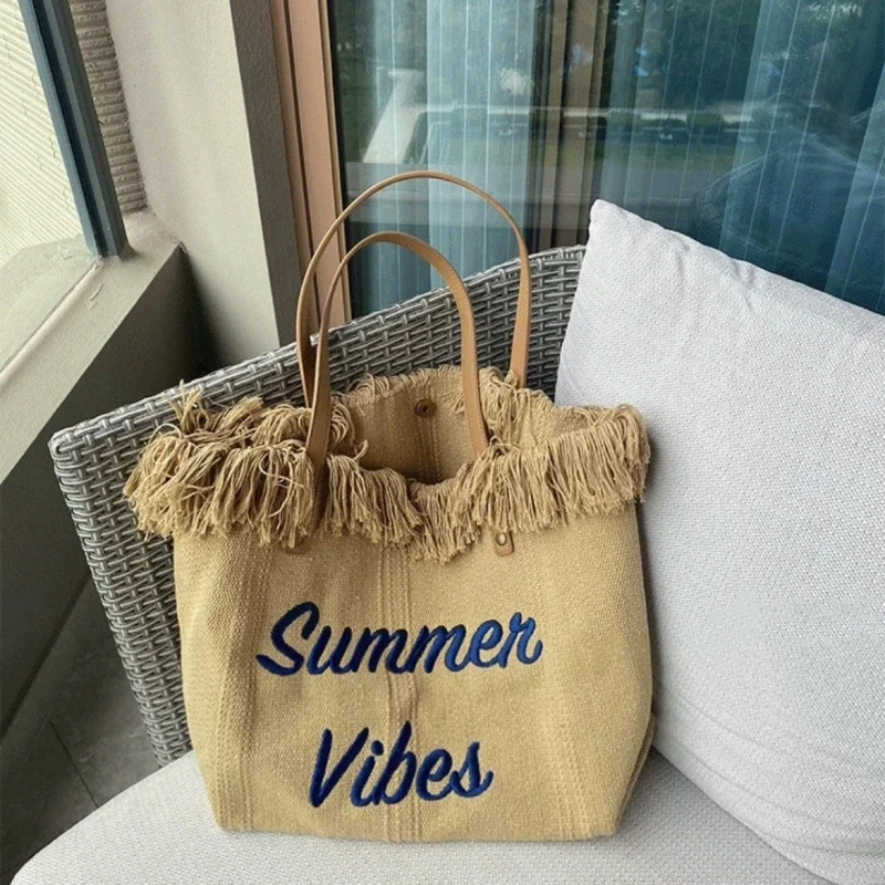 Handbag Woman Bag Summer Simple Niche Travel Beach Tote Bag Tassel