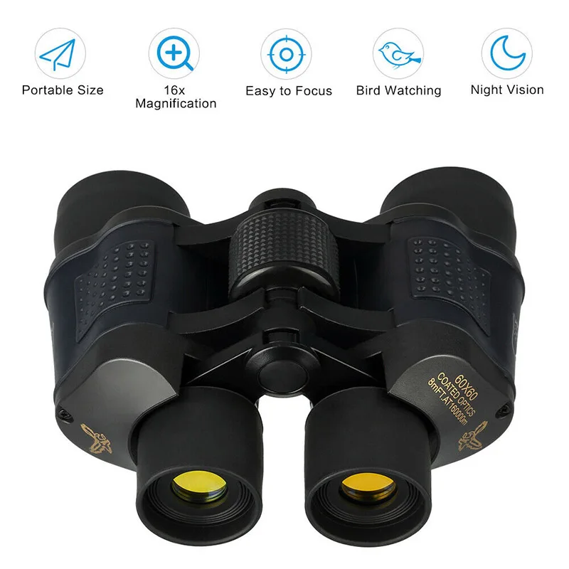 60x60 HD Portable Optics Binoculars Day/Night Vision Hunting Camping Telescope