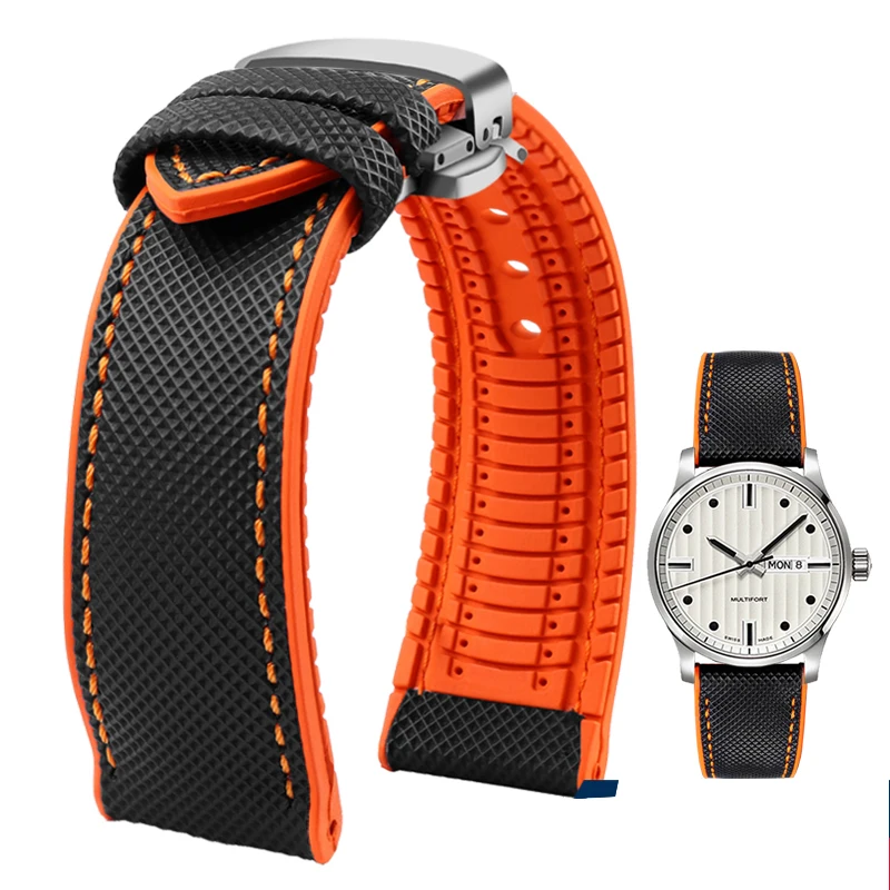 Premium Nylon-Silicone Waterproof Watch Strap for Men - 19mm, 20mm, 22mm Rubber Wrist Band Accessories