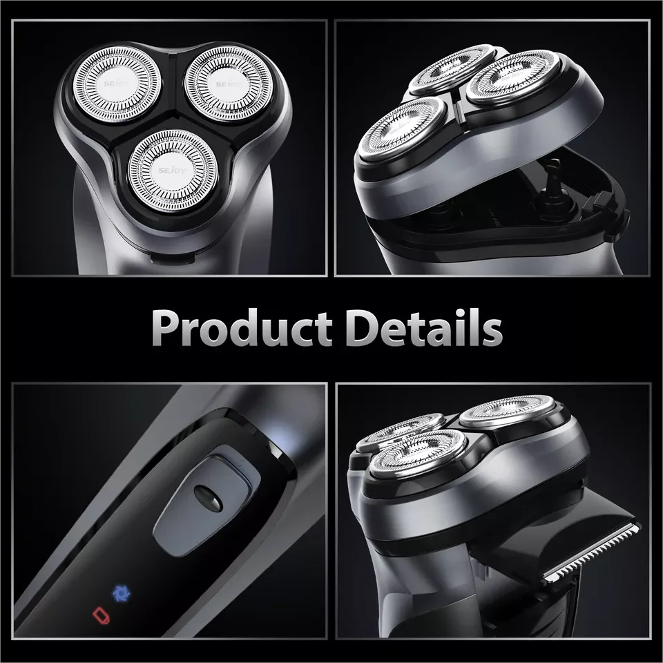 SEJOY Rechargeable Wet & Dry Use Electric Shaver Pop-up Hair Trimmer Rotary Shaving Machine Razor 3
