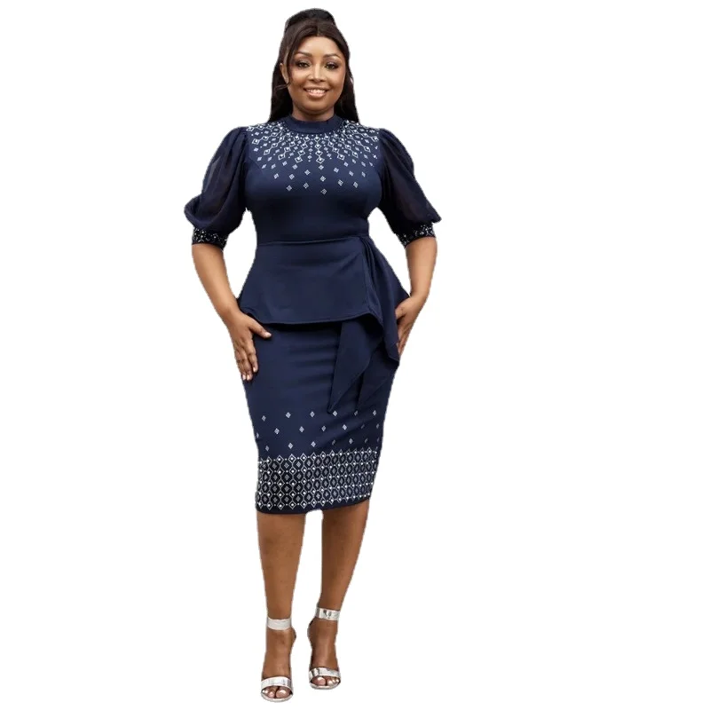 

African Party Evening Dresses for Women Spring 2024 Elegant African Half Sleeve Polyester Bodycon Dress Dashiki Africa Clothing