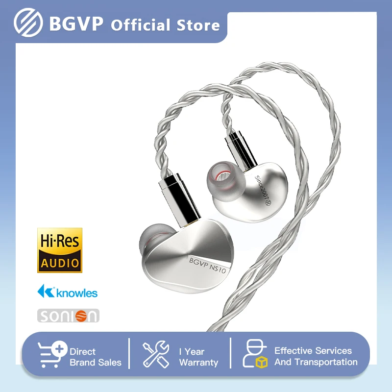 Headphone BGVP NS10 8BA 2DD Unit Drive Hybrid Earbud Berkabel In